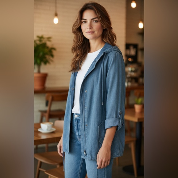 Akris Punto Women's Blue chambray Jacket - Picture 2 of 10